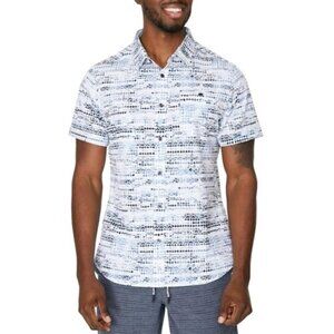7 Diamonds Steps Ahead Geo Short Sleeve 4 Way Stretch Shirt Size M